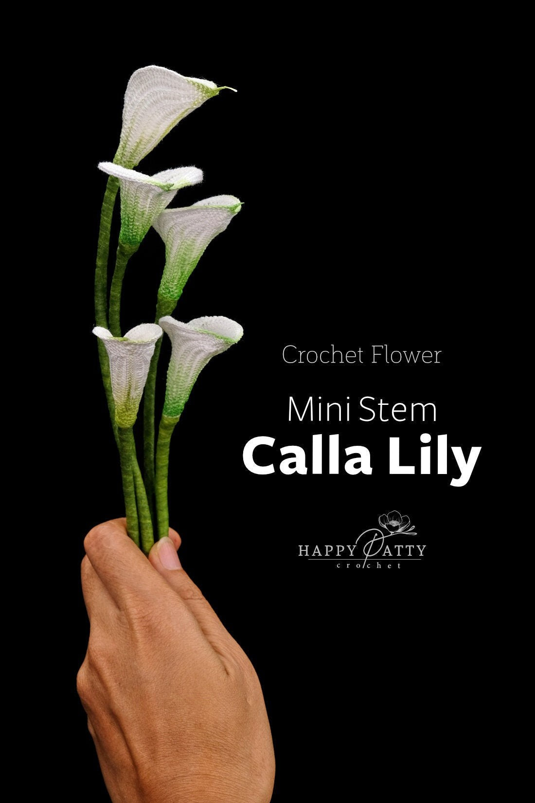 Crochet Mini Stem Calla Lily Pattern - Crochet Flower Pattern for a Miniature Calla Lily