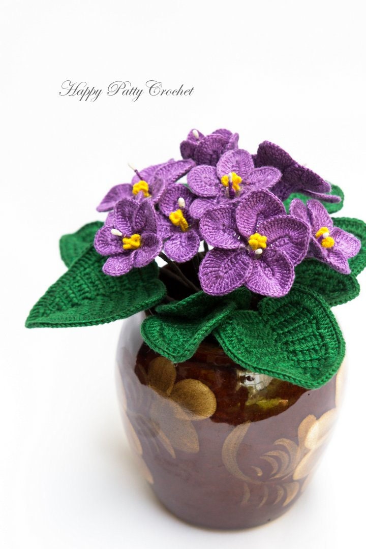 Crochet Flower Pattern - African Violet Pattern - Crochet Pattern for Home Decor