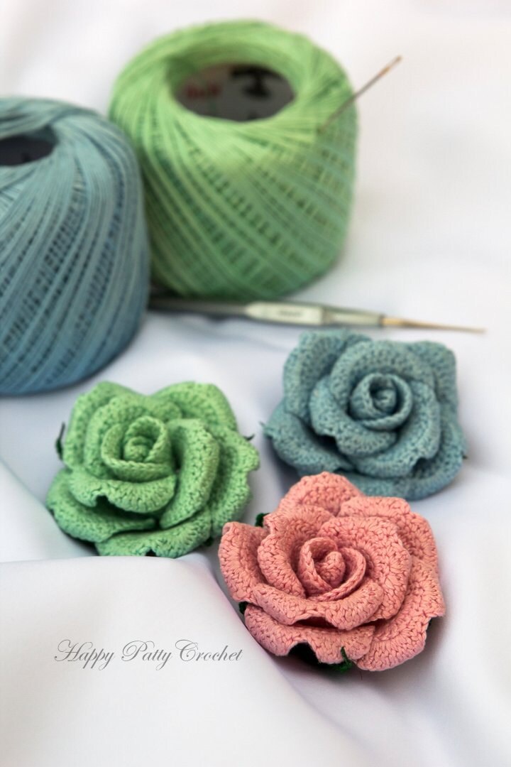 Crochet Flower Applique Pattern - Crochet Rose Pattern - Crochet Flower Pattern for Home Decor - Rose Flower Crochet Pattern