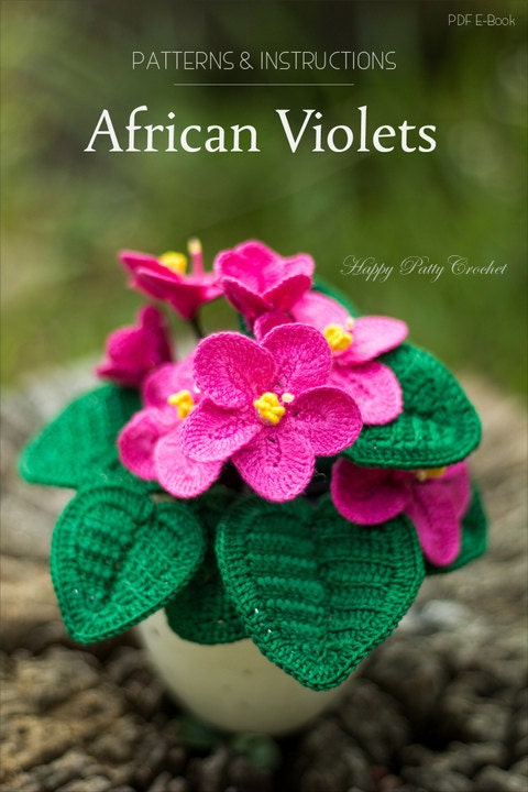 Crochet Flower Pattern - African Violet Pattern - Crochet Pattern for Home Decor